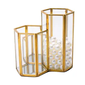 Geometrisches Glas zylindrische Form Trerrarium Glas Kristall personalisierte Schmuckschatulle Hochzeit Empfangsbox