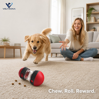 Jouet interactif pour chien en forme d'haltère, distributeur de friandises, puzzle à mâcher, distributeur lent de nourriture en caoutchouc pour soulager l'ennui