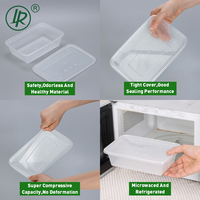 Boîtes à lunch rectangulaires transparentes de 650 ml, résistantes au micro-ondes, en plastique jetable, contenants alimentaires à emporter avec couvercle plat