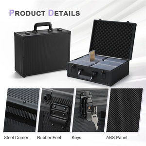 Boîte de rangement graduée en mousse EVA avec cadre en aluminium durable à 2-6 emplacements pour cartes de sport 35PT, cartes à collectionner et cartes slab - Product Image 5