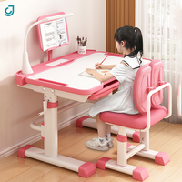 Ensemble de bureau et chaise pour enfants réglable en hauteur bleu, table et chaise ergonomiques pour enfants pour écrire, lire et dessiner
