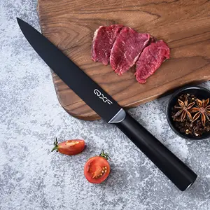 NEW DESIGN 8 Inch Black Coating Meat Carving Knife Ergonomic Grip Hollow Handle Stainless Steel Carving Knife