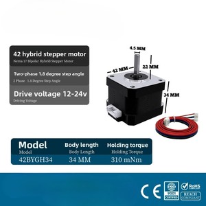มอเตอร์สเต็ปเปอร์ไฮบริด <span class=keywords><strong>Nema</strong></span> <span class=keywords><strong>17</strong></span> 12V 42BYGH แบบกำหนดเองสำหรับขายส่ง ความสูง 34 มม. แรงบิดสูง สำหรับเครื่องพิมพ์ 3 มิติ และ CNC - Product Image 2