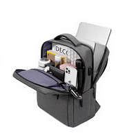 Sac à dos pour ordinateur portable en polyester imperméable unisexe avec port de charge USB, compartiment antivol, capacité de 20 à 39 L