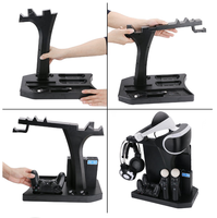 Support vertical avec ventilateur de refroidissement pour Playstation 4, support pour lunettes PSVR avec fentes, kit de rangement de jeux pour PS4/PS4 Slim/PS4 Pro