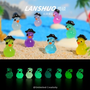 Lanshuo Pirate Glowing <b>Duck</b> Ornament Resin Cartoon Animal Garden Decor <b>Lighted</b> DIY Accessory - Product Image 1