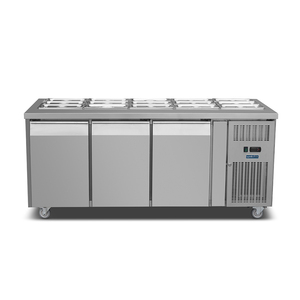 Tavolo Refrigerato per Preparazione Insalate in Acciaio Inox 304, Banco Frigo per Esposizione Insalate - Product Image 1