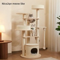 Arbre à chat en bois massif, moderne, luxueux, écologique, fabriqué en usine, multi-niveaux, avec poteau à gratter en sisal, hamac pour toutes les tailles de chats