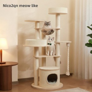 Árbol para Gatos de Madera Maciza, Moderno, de Lujo, Ecológico, Fabricado en Fábrica, de Múltiples Niveles, con Poste Rascador de Sisal y Hamaca para Gatos de Todos los Tamaños - Product Image 3