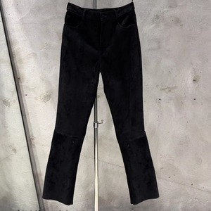 Nouveaux pantalons en <span class=keywords><strong>cuir</strong></span> pour femmes, pantalons en <span class=keywords><strong>cuir</strong></span> de mouton véritable, pantalons longs en daim marron - Product Image 4