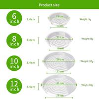 Soucoupes de drainage en plastique transparent robustes et écologiques de 12 pouces pour pots de fleurs d'intérieur