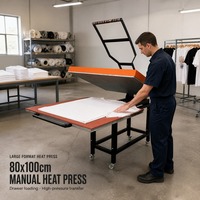 Presse à chaud manuelle de qualité industrielle, nouvelle, 220V, 80*100cm, haute pression, grand format, plateau plat, impression par sublimation sur vêtements