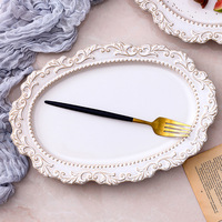Assiettes à dîner en céramique de style palais, vintage, baroque français, gaufrées, vaisselle européenne, assiettes à dîner de style occidental, assiettes à soupe