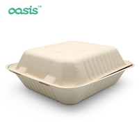 Boîte à lunch écologique sans BPA, biodégradable, compostable, jetable, compatible micro-ondes, pour usage en restaurant, conteneur alimentaire en bagasse 200C