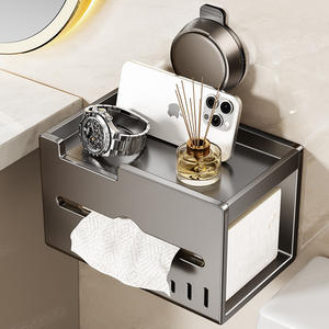 ที่ใส่กล่องกระดาษทิชชูแบบติดผนังทรงกลมกันน้ำไม่ต้องเจาะห้องน้ำใช้ในบ้าน - Product Image 2