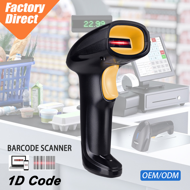 Manufacturer Direct Sales Handheld Continuous Barcode Scanner Fuzzy Code Decoding 1D 2D USB Wired Barcode Reader
