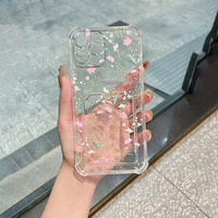 Étui transparent pour téléphone portable avec impression de feuilles de fleurs printanières pour iPhone 16 14 13 18 Pro Max Coque arrière transparente