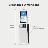 Bodenstehender Smart Hotel Check-in Kiosk Terminal mit Kamera Gesichtserkennung RFID-Kartenleser Drucker Besucherregistrierung