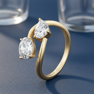 S925 Silver <b>Two</b> <b>Stone</b> Oval Cut Moissanite Open Engagement <b>Ring</b> 2026 Romantic Women Finger Jewelry Accessory - Product Image 5