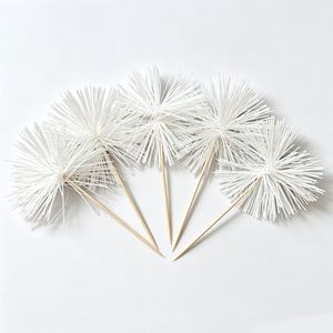 White String Dandelion Cake Picks Disposable <b>Paper</b> Dessert <b>Decor</b> Picks for Wedding <b>Party</b> - Product Image 1