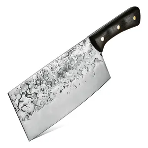 Toptan büyük çin bıçak-Çin ağır büyük bıçak tam fonksiyonlu el yapımı yüksek karbon kaplı çelik Cleaver kesme kemik et sebze mutfak bıçakları