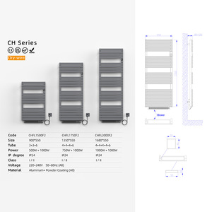 Produttore portasciugamani montaggio a parete portasciugamani riscaldati <span class=keywords><strong>bianco</strong></span> nero scalda asciugamano AF-F2 - Product Image 6