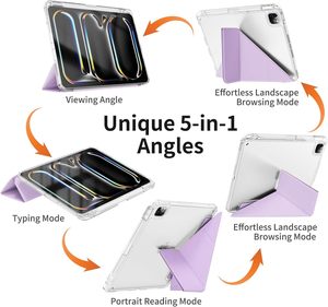 Étui de tablette multi-angle en cuir PU avec coque arrière transparente, antichoc, pour <span class=keywords><strong>iPad</strong></span> Air 11 M3 2025 M2 2024 et <span class=keywords><strong>iPad</strong></span> Air 5e <span class=keywords><strong>génération</strong></span> 10,9 - Product Image 3
