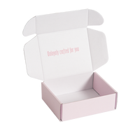 Cajas de Cartón Corrugado Ecológicas Rosadas para Envío, Plegables, con Diseño de Logotipo en Lámina Dorada