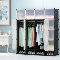 DIY-Größe Günstiger Kleiderschrank Wohnzimmer Stoffaufbewahrungsbox Faltbarer Schrank mit Schuhregal