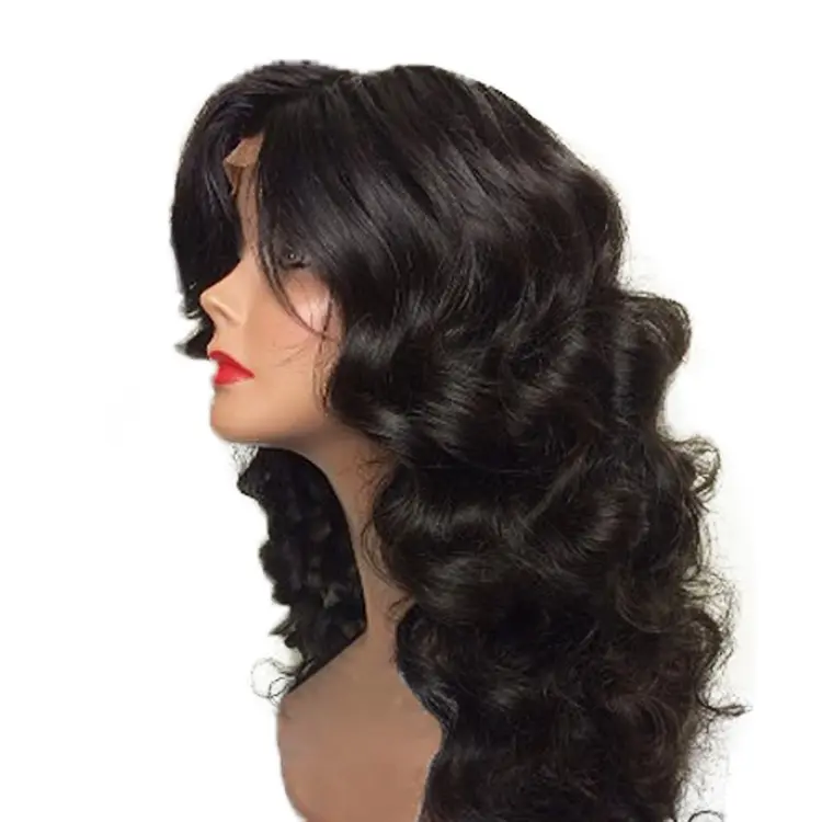Pre Plucked Loose Wave Natural Color Indian Human Hair Full Lace Wig With Baby Hair