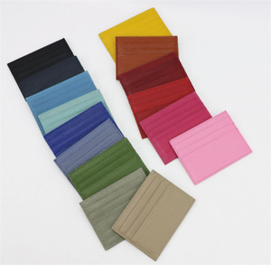 Multicolore Ultra-sottile in vera pelle Lychee con strato di testa in pelle di vacchetta porta carte in pelle sottile - Product Image 1