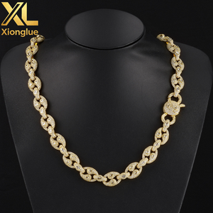 Fashion Hop Unique 12 MM Coffee Bean <b>Chain</b> Necklace <b>Iced</b> Out Zircon Gold Plated Women's Necklace Jewelry Anniversary - Product Image 5