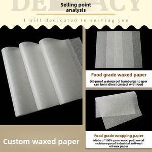 Wax Coated <b>Paper</b> Sheets Manufacturers Customized Printed Food Packaging Grade <b>Greaseproof</b> Disposable Burger Wax <b>Paper</b> - Product Image 6