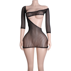Combinaison en dentelle, mini robe à manches longues, transparente, en résille, tenue de club <span class=keywords><strong>érotique</strong></span>, tenue de festival, tenue de <span class=keywords><strong>danseuse</strong></span> exotique brillante - Product Image 2