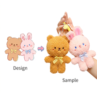 Individueller Tier-Schlüsselanhänger Kawaii Cartoon Bär Hase Hund Plüsch-Schlüsselanhänger 16CM PP Baumwolle Weich Niedlich Personalisiertes Geschenk Stofftier-Spielzeug
