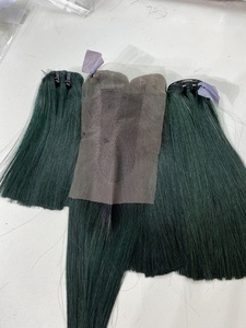 ช่อผมด้านหน้าแบบมีลูกไม้ผมมนุษย์สองชั้นเรียงเหมือนผมมนุษย์ผมตรงทรงกระดูกเวียดนามสีเขียว - Product Image 5