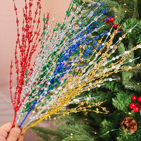 Décorations de Noël DIY faites à la main, ornements perlés artificiels rouges et dorés scintillants, coupes décoratives pour bouquets de maison, style européen/américain