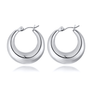 Latest Design Stainless Steel 18K Gold Plated Chunky <strong>Hoops</strong> Women <strong>Large</strong> Thick Big <strong>Hoop</strong> Earrings Gold - Product Image 2