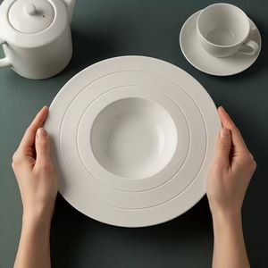 Bol en céramique en forme de chapeau de paille, résistant à la chaleur, couleur unie, pour la maison, l'hôtel, le restaurant, les pâtes, les desserts, les soupes - Product Image 3