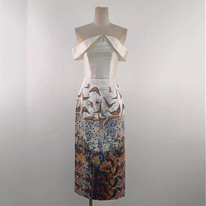2025 nuovo abito da donna Vintage con stampa floreale a una linea stile pittura a olio elegante abito lungo a vita alta - Product Image 4