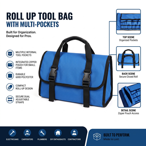 OEM/ODM 600D 1680D Polyester Waterproof Adjustable 15-19 Pockets 100LB <b>Tool</b> Roll <b>Bag</b> for DIY <b>Tool</b> - Product Image 1
