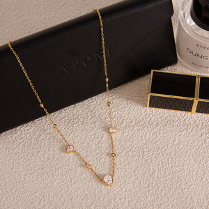 Collar de circonita con diseño de gota de agua, cadena de oro, colgante solitario, uso diario, engaste de bisel, geometría - Product Image 4