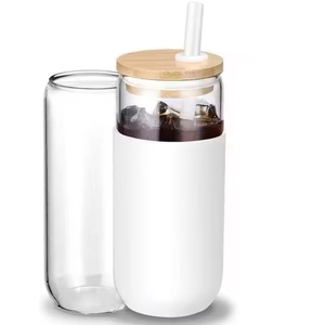 Nouvelle conception – Gobelet en verre borosilicate de 500 ml avec paille et couvercle en silicone, design classique, idéal pour les fêtes - Product Image 4