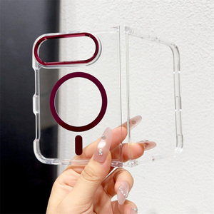เคสโทรศัพท์แม่เหล็กกรอบโลหะสีสันสดใสโปร่งใสสำหรับไอโฟนดูโอฝาครอบป้องกันเครื่องชาร์จไร้สาย - Product Image 4