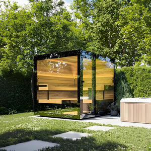 Giardino moderno <span class=keywords><strong>Sauna</strong></span> 2-4 persone di Design uso esterno di cedro rosso pino solido stufa a legna riscaldamento all'aperto <span class=keywords><strong>Sauna</strong></span> costruzione robusta - Product Image 4