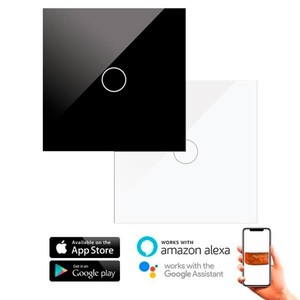 Interruttore tattile semplice con Wi-Fi, colore bianco, controllo remoto e connettività, ideale per automatizzare la casa e risparmiare - Product Image 1
