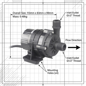 Pompe à eau submersible sans balais ZKSJ DC 12V 24V 2700L/H 14M de hauteur de refoulement IP68 pour <span class=keywords><strong>fontaine</strong></span> solaire et circulation DMX - Product Image 2