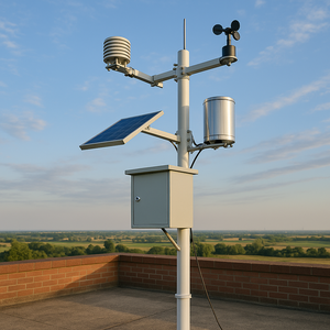 Station météo IoT solaire à distance WS-002 pour l'agriculture, avec capteur de pluie, de direction et de vitesse du vent, de température, d'humidité et de rayonnement solaire - Product Image 1