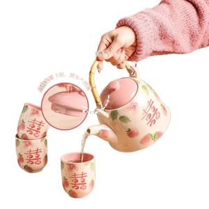 Juego de tetera con taza de cerámica para uso doméstico, regalo de boda de compromiso para novia, artículos de té completos - Product Image 1