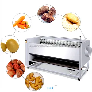 Electric Commercial Industrial Brush Roller Vegetable Carrot Sweet Potato Cleaning Washer Washing And Peeling Peeler Machine